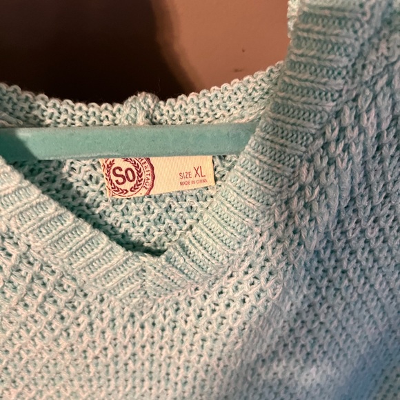 SO teal and white hooded sweater size XL - Picture 2 of 2